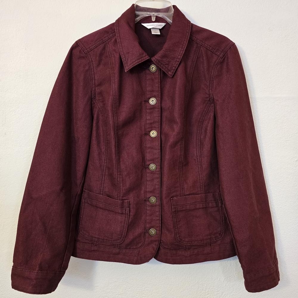 Large Elegant Burgundy Jean Jacket